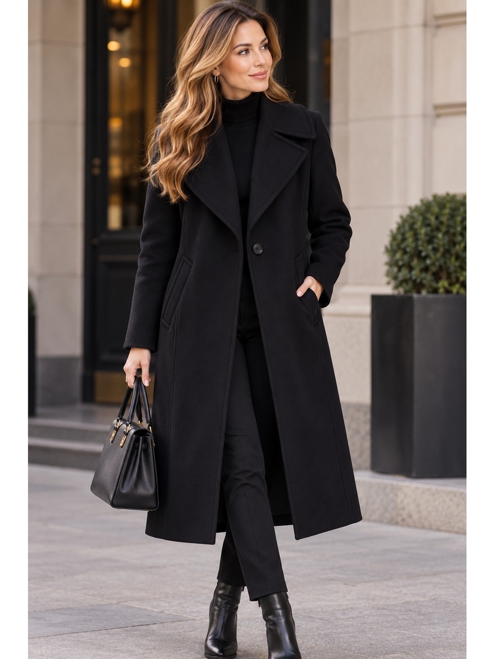 NWT Mercer Collective Wool Cashmere Blend Coat Navy Size  Large